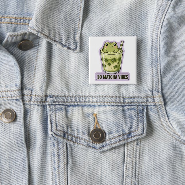 So Matcha Vibes Süßer Kawaii-Frosch-Meme Button (Beispiel)