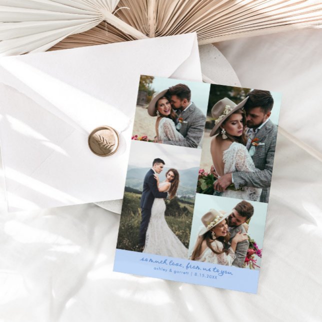 So Much Love Elegant Wedding Photo Icy Blue Dankeskarte (Von Creator hochgeladen)