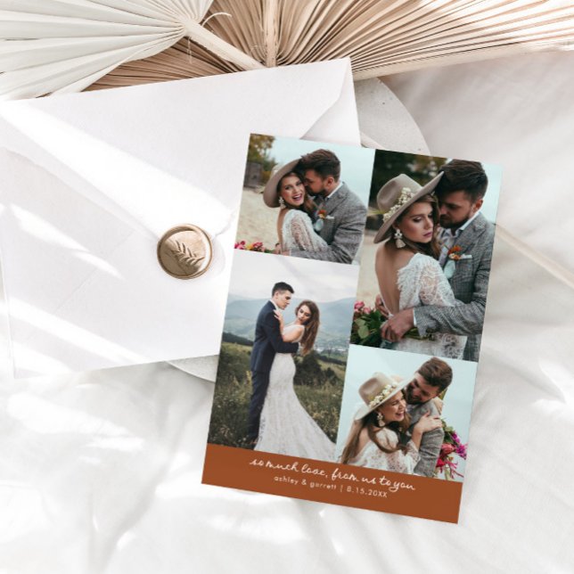 So Much Love Elegant Wedding Photo Terracotta Dankeskarte (Von Creator hochgeladen)