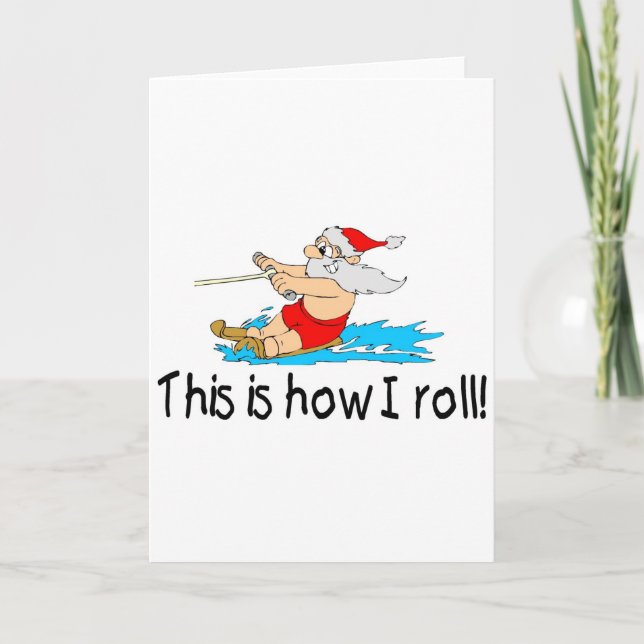 So nehme ich Wasserski Santa. Feiertagskarte (Vorderseite)