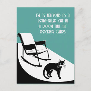 so nervös wie eine langschwänzige Katze Postkarte