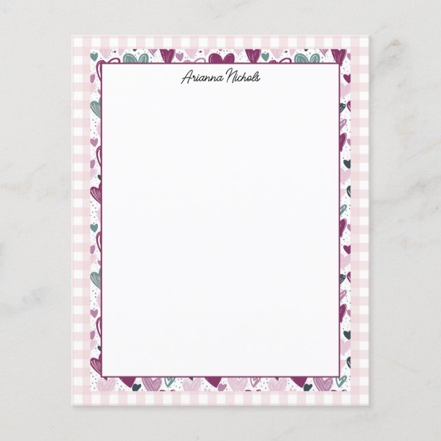 So Niedlich Gingham und Hearts Stationery (Vorderseite)