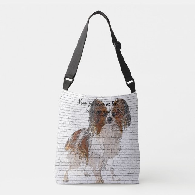 So Niedlich Papillon Dog - Background aus Backstei Tragetaschen Mit Langen Trägern (Vorderseite)