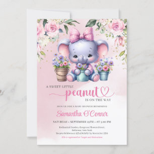 So niedlicher Elefant kleine Erdnuss Pastellpink B Einladung