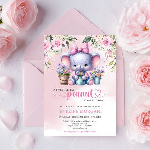 So niedlicher Elefant kleine Erdnuss Pastellpink B Einladung