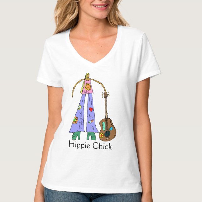 So niedlicher Hippie-Küken-Entwurfs-T - Shirt (Vorderseite)