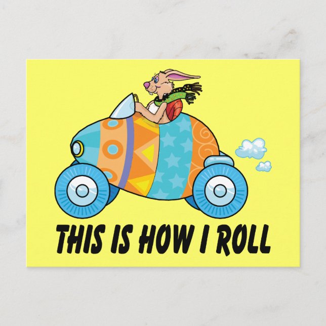 So Roll ich Osterhasen Feiertagspostkarte (Vorderseite)