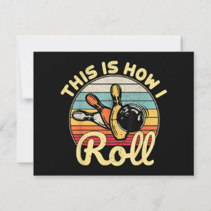 So Roll ich Retro Vintag Bowling Bowler Fu Dankeskarte
