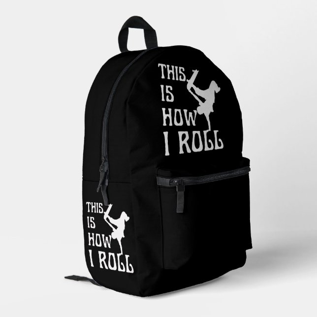 SO ROLLE ICH BEDRUCKTER RUCKSACK (Rückseitige Ecke links)