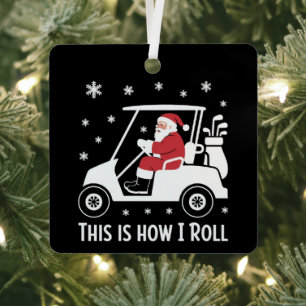 So rolle ich lustiger Weihnachtsmann auf einem Gol Ornament Aus Metall