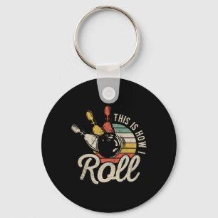 So rolle ich Retro-Bowling-Bowler Lustiges Geschen Schlüsselanhänger