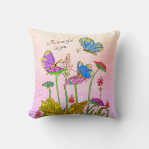 So schön wie Sie rosa Blume und blaue Schmetterlin Kissen