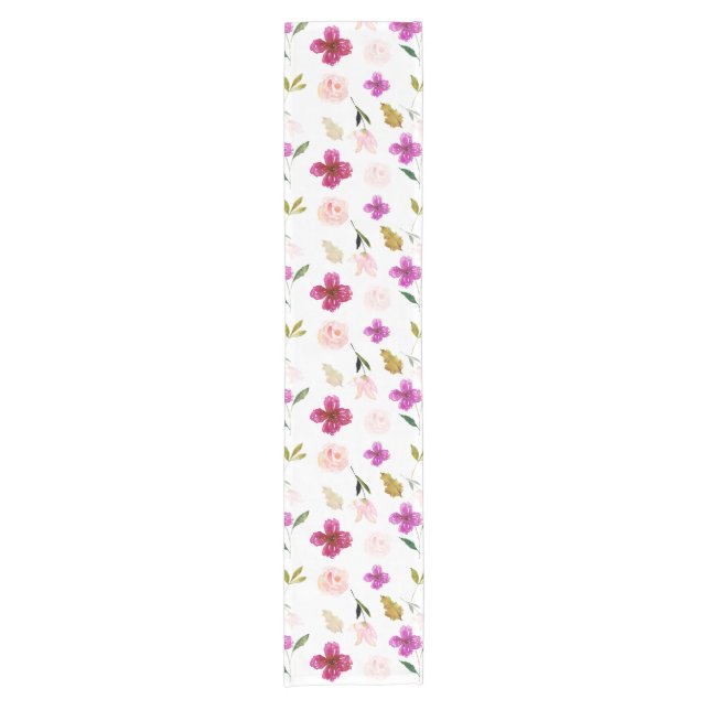 So schönes Aquarell mit Blumen Kurzer Tischläufer (Vorderseite)