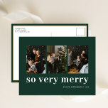 So sehr froh Grün Moderne 3 Foto Collage Feiertagspostkarte<br><div class="desc">So sehr froh Grün Moderne 3 Foto Collage Holiday Postcard. Mit dieser festlichen und modernen Urlaubskarte senden Sie Ihren Lieben eine Urlaubskarte. Alle Texte sind so vorbereitet,  dass Sie sie einfach und schnell mit Ihren eigenen Details personalisieren können. Gute Ferien!</div>