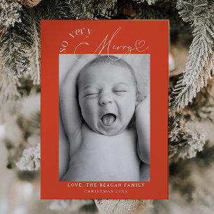 So sehr frohe Weihnachten Retro Red Birth Ankündigung