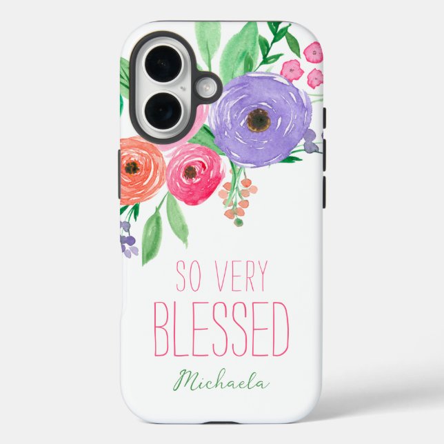 So sehr gesegnet Frühling floral iPhone 16 Hülle (Rückseite)