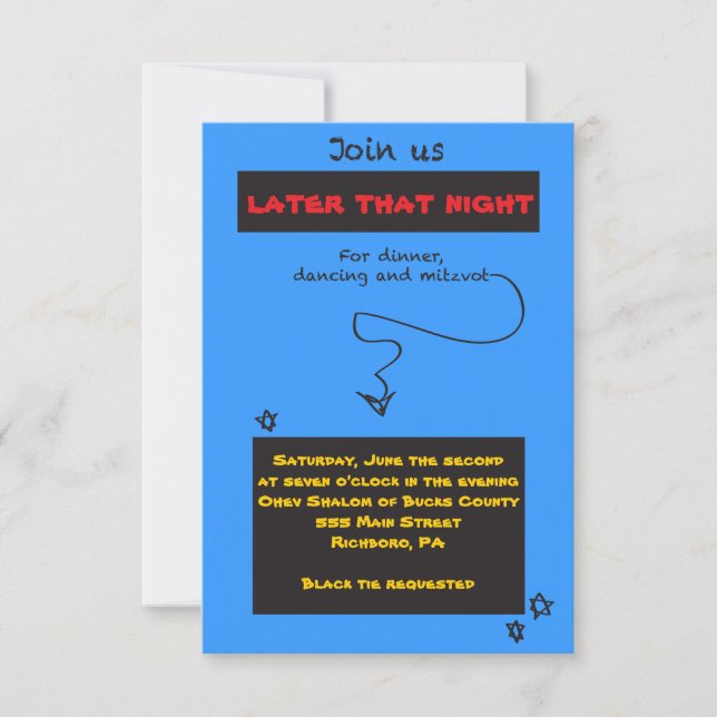 SO SEHR LÄSSIG Bar Bat Mitzvah Party Card Einladung (Vorderseite)