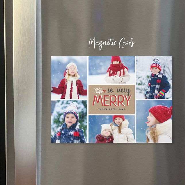 So sehr Merry 6 Foto Magnetic Holiday Card Magnetkarte (Von Creator hochgeladen)