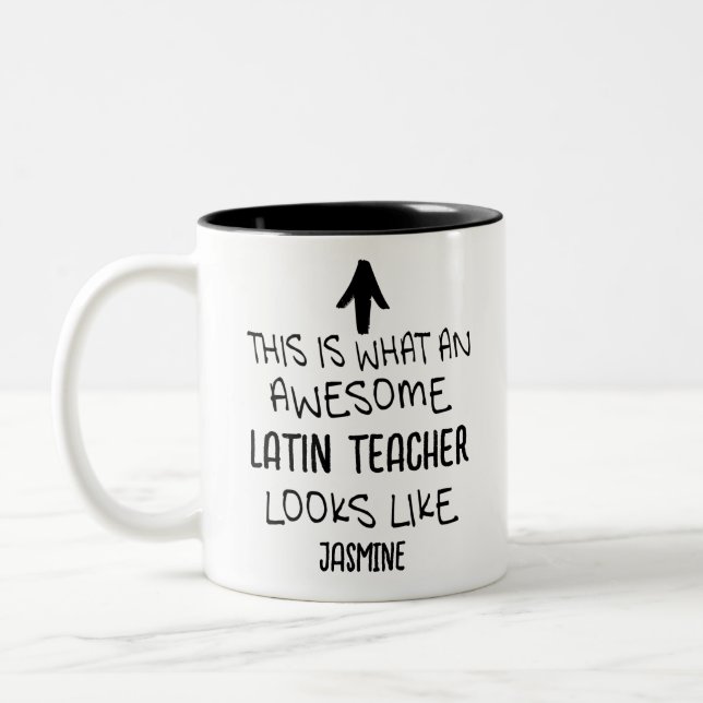 So sieht ein phantastischer lateinischer Lehrer au Zweifarbige Tasse (Links)