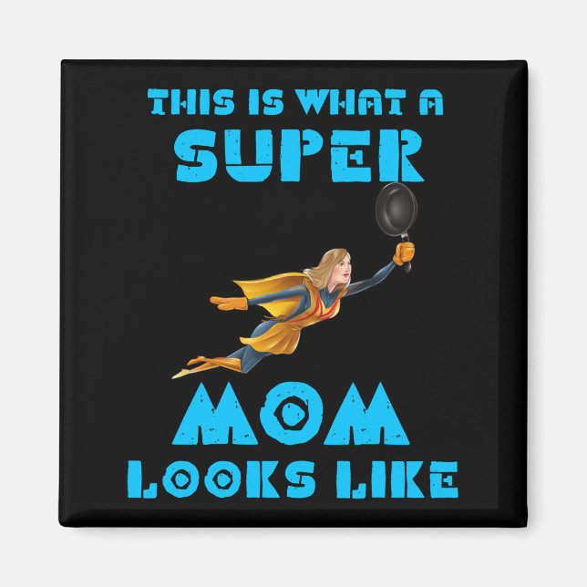 So sieht eine Super-Mama mit blauem Text aus Magnet (Vorne)