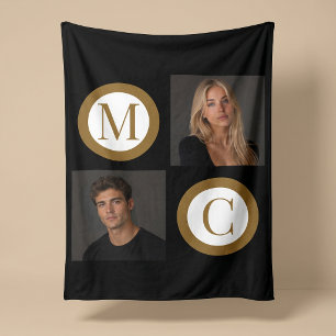 So sind wir Benutzerdefiniertes Paar-Foto-Monogram Fleecedecke