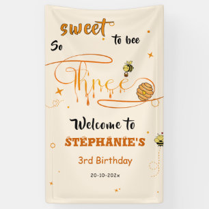 So süß, drei zu sein, süße Honigbiene 3. Geburtsta Banner