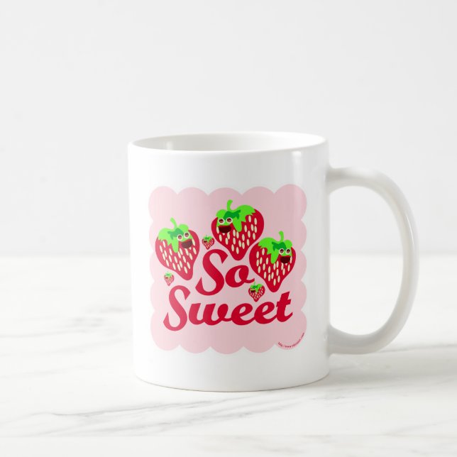 So Sweet Strawberries Niedlich Berry Cartoon Kaffeetasse (Rechts)