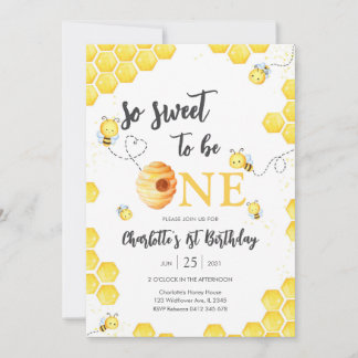 So Sweet To Be One Honey Bee 1st Birthday Einladung