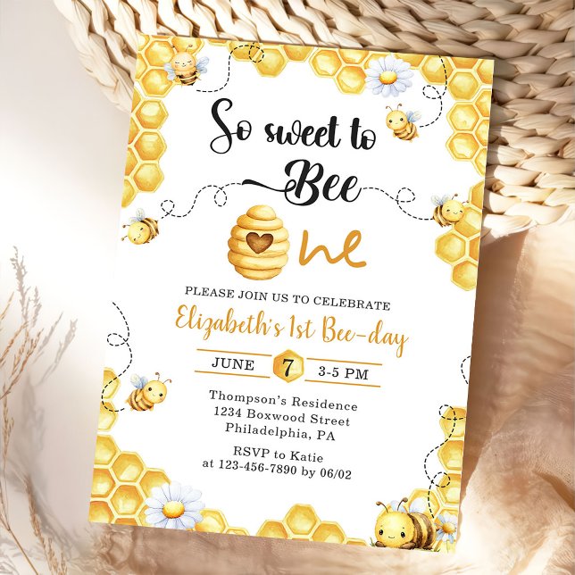 So Sweet To Bee first Birthday Invitation (Créateur téléchargé)