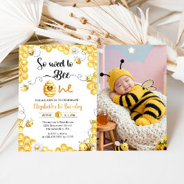 So Sweet To Bee first Birthday Photo Invitation Einladung