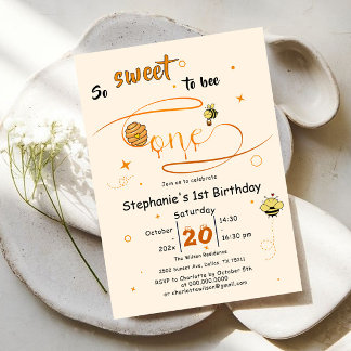 So Sweet To Bee One Cute Honey Bee 1st Birthday Einladung