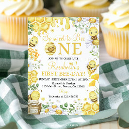 So Sweet to Bee One Floral 1st Bee Day Birthday Einladung