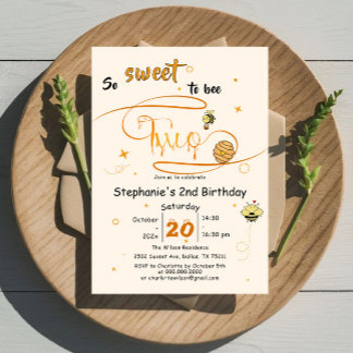 So Sweet To Bee Two Cute Honey Bee 2nd Birthday Einladung