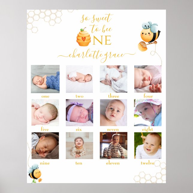 So Sweet zu werden ein 12 Monate Foto Collage Whit Poster (Vorne)