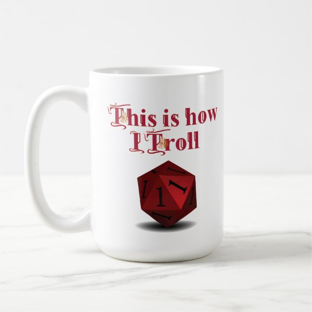So troll ich - kritische RPG-Würfel Kaffeetasse (Links)