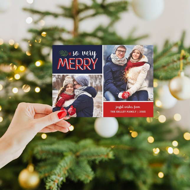 So Very Merry 2 Photo Collage Carte de vacances (Créateur téléchargé)