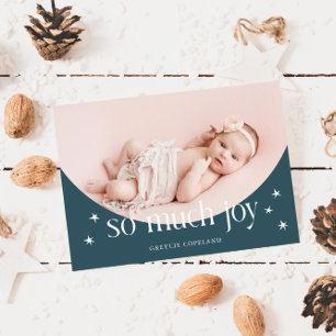 So viel Freude Blue Holiday Baby Foto Birth Ankündigung