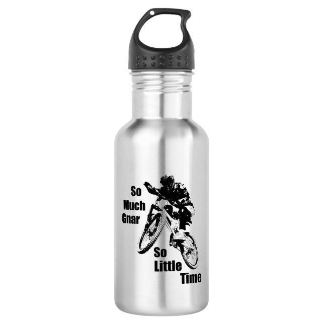 So viel Gnar so wenig Zeit Mountain Bike Edelstahlflasche (Vorderseite)