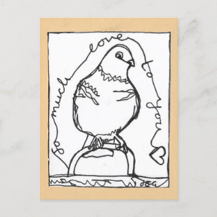 So viel Liebe Pigeon Postcard Kontinuierliche Lini Postkarte