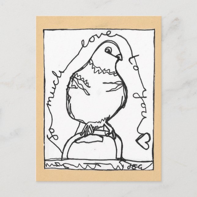 So viel Liebe Pigeon Postcard Kontinuierliche Lini Postkarte (Vorderseite)