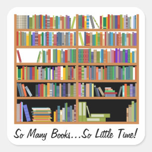 So viele Bücher (kundengerecht) Quadratischer Aufkleber