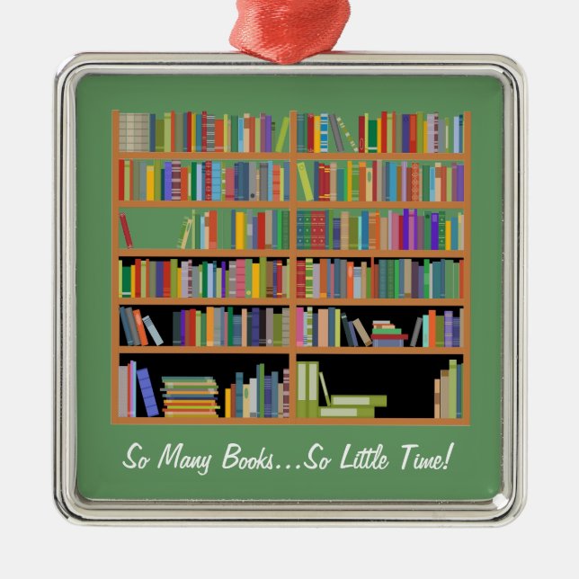 So viele Bücher (kundengerecht) Silbernes Ornament (Vorne)
