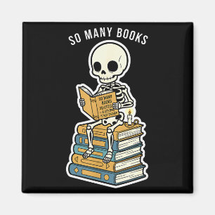 So viele Bücher, wenig Zeit Skelett Kerzenlicht Magnet