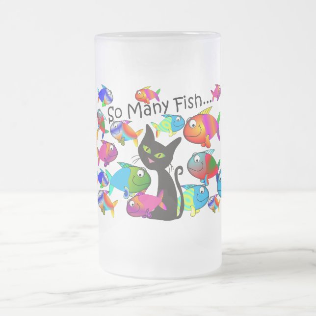 "So viele Fisch-" Katzen-Liebhaber-Geschenke Mattglas Bierglas (Mittel)