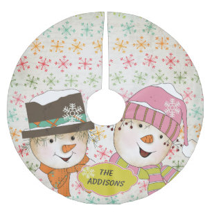 So viele Schneeflocken Snowmen Holidays Baumrock Polyester Weihnachtsbaumdecke