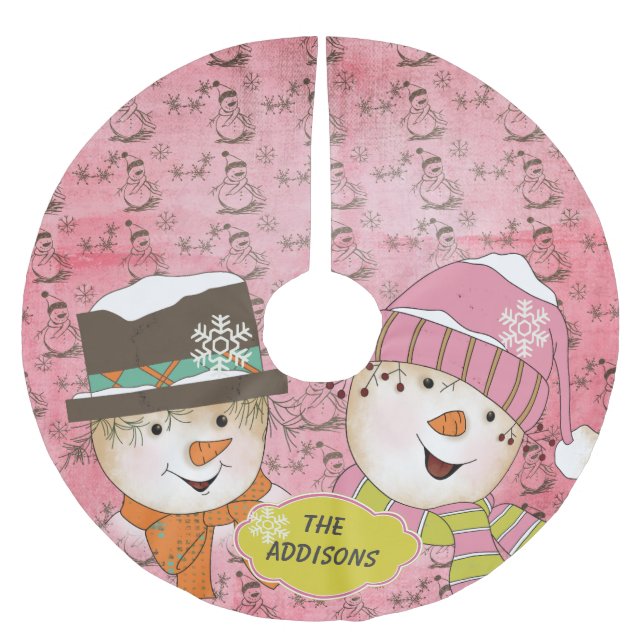 So viele Snowmen Holidays Baumrock Polyester Weihnachtsbaumdecke (Vorderseite)