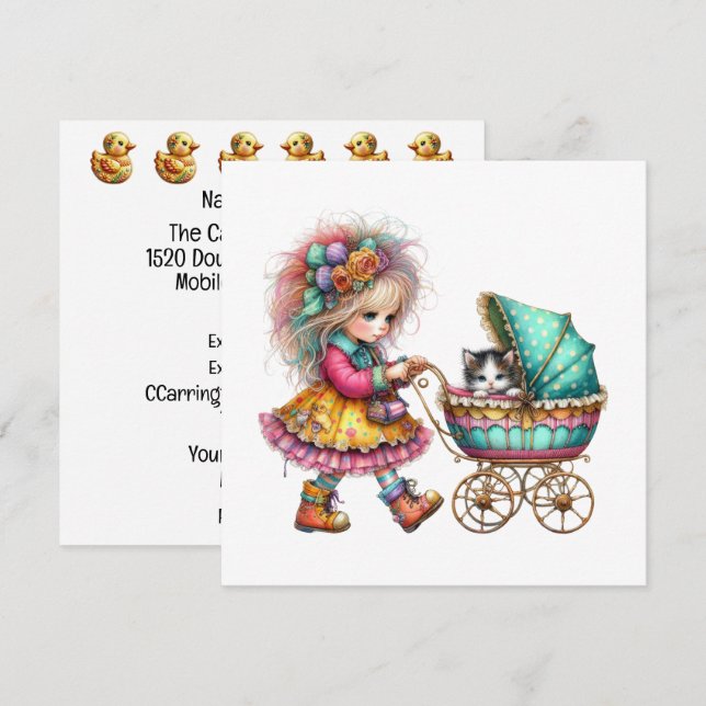 SO Wertvolle Baby Buggy Thema Einladung (Vorne/Hinten)