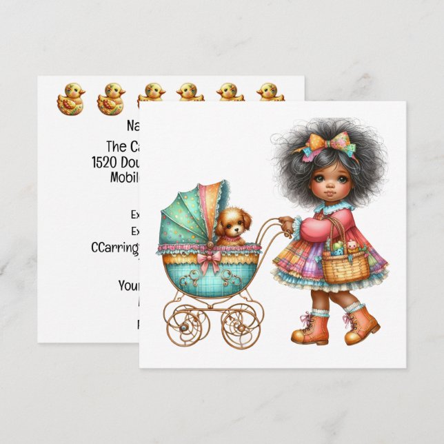 SO Wertvolle Baby Buggy Thema Einladung (Vorne/Hinten)