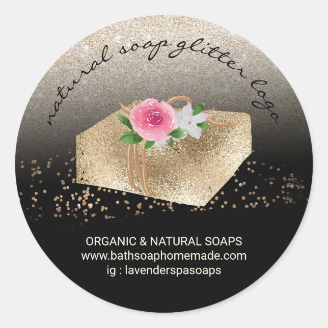 Soap Homemade Natural Bio Wellness-Center Gold Runder Aufkleber (Vorderseite)