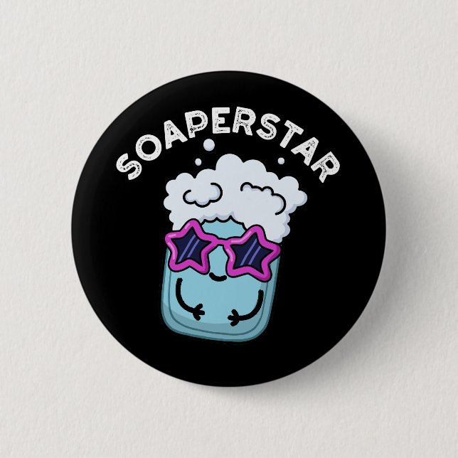 Soaperstar Funny Soap Pun Dark BG Button (Vorderseite)